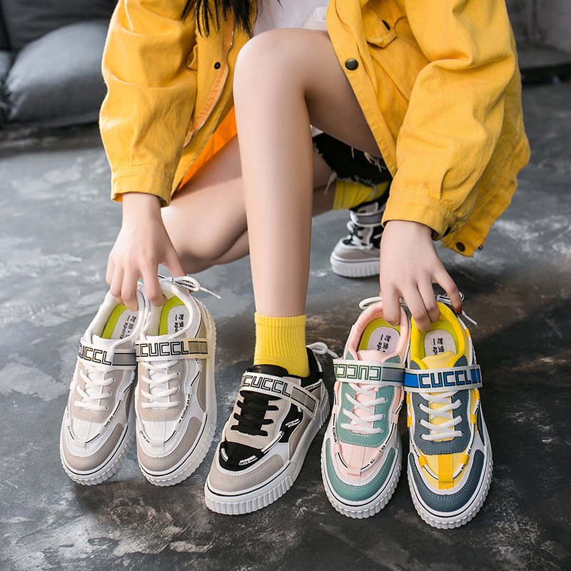 Little white shoes female 2021 spring new breathable student board shoes female flat-bottom lace-up casual shoes